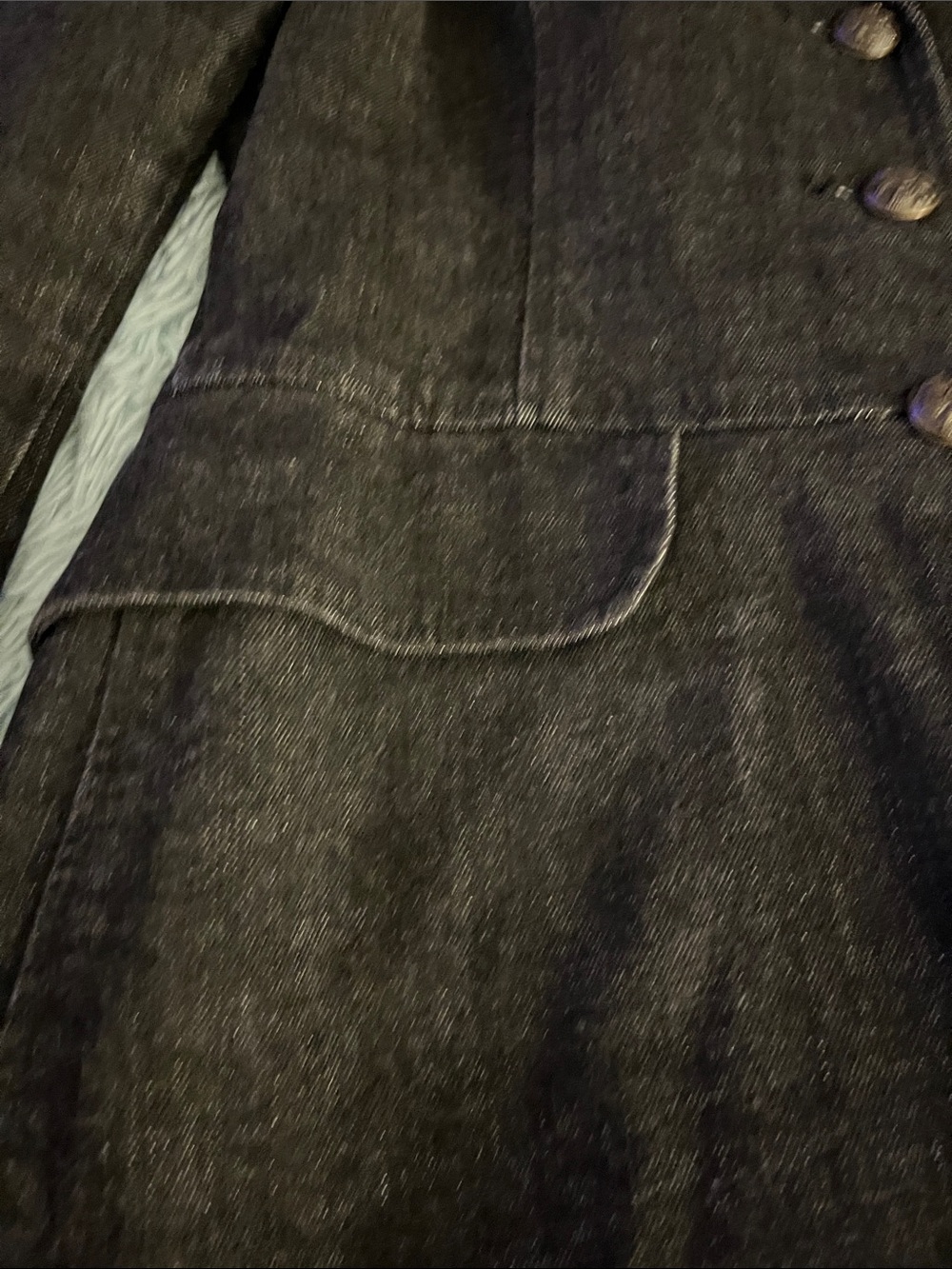 LAUREN by RALPH LAUREN BLACK DENIM W VELVET COLAR STUNNING TAILORED COAT NEW M - Picture 6 of 16